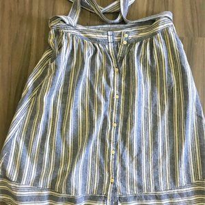 Stripped Skirt with belt - Button Front